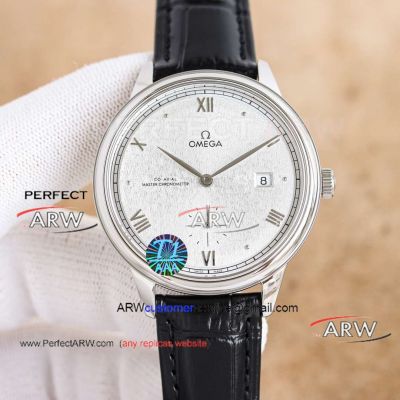 TW Factory Perfectly Replica Omega De Ville Silver Dial Swiss Mechanical Leather Strap Watch 